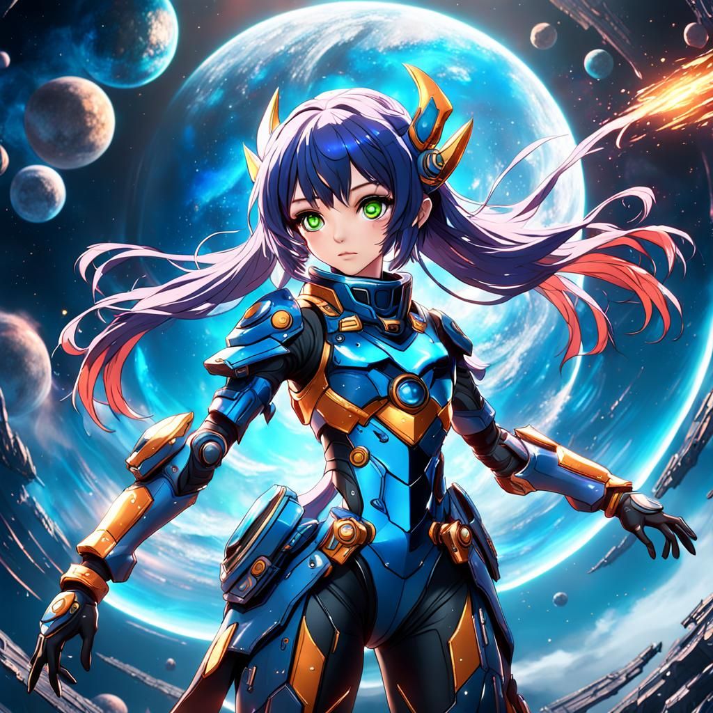 Anime Space Girl in Detailed Matte Painting