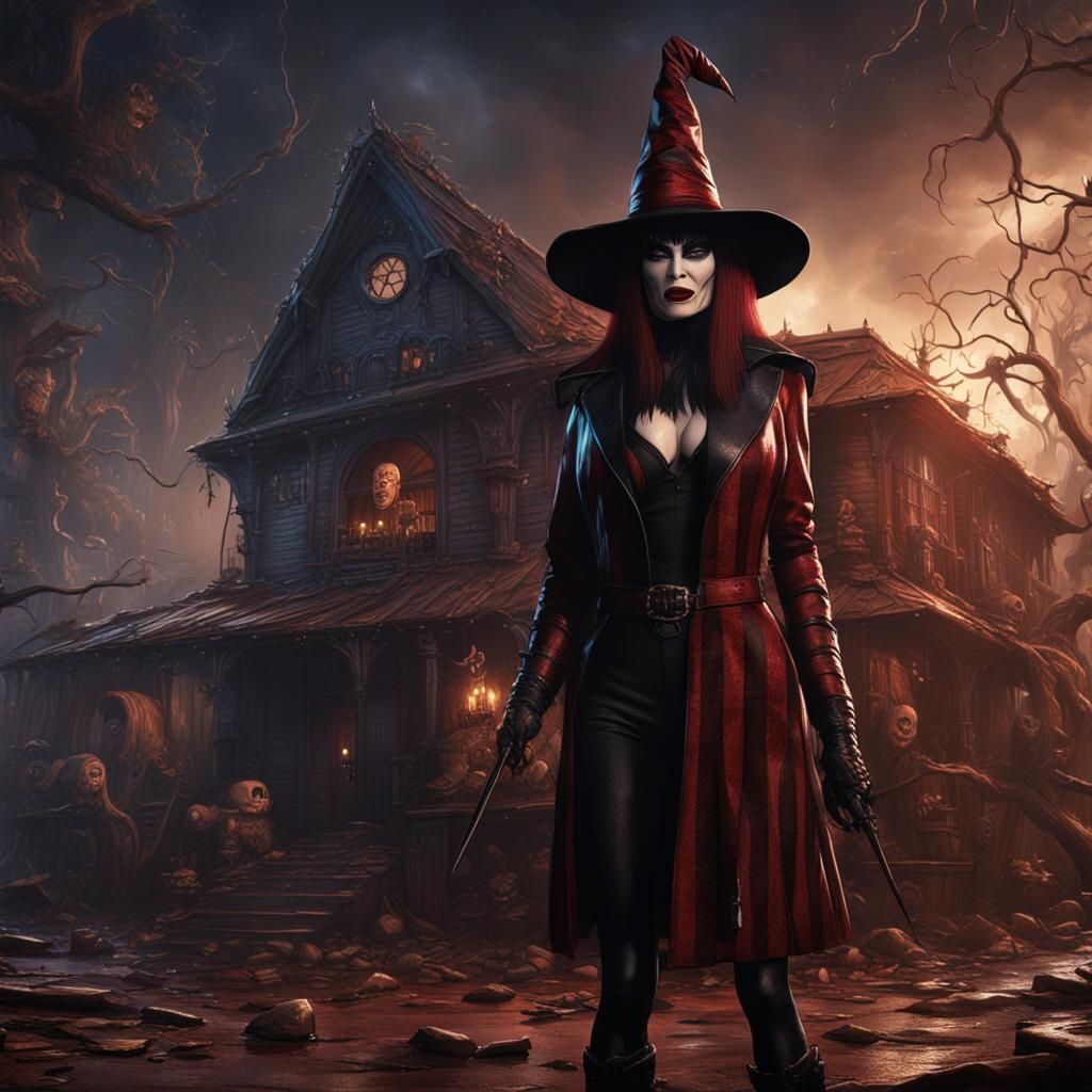 Elvira and Freddy Krueger: Detailed Matte Painting