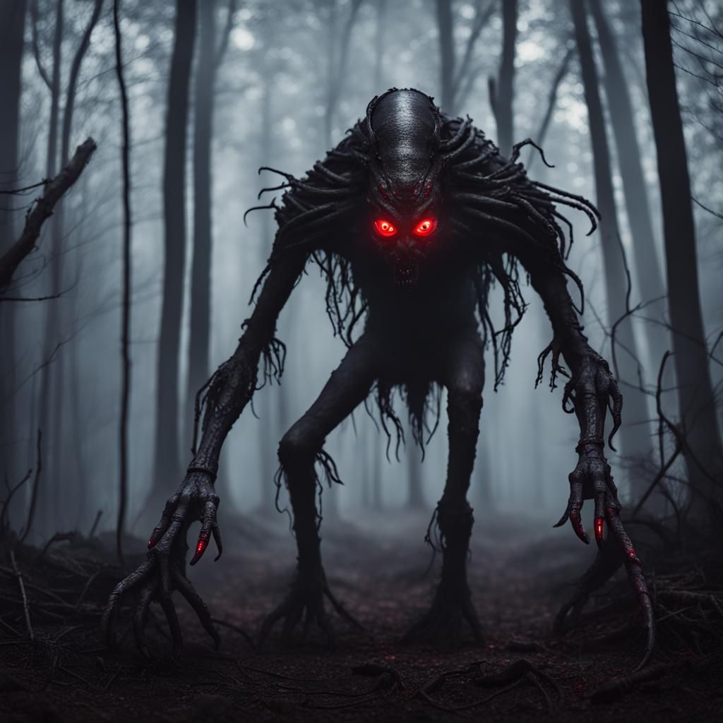 Lovecraftian Fiend in a Foggy Forest