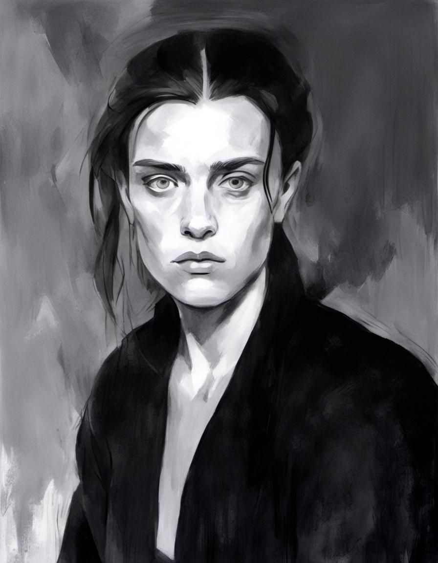 Melancholic Female Portrait in Cubist Style