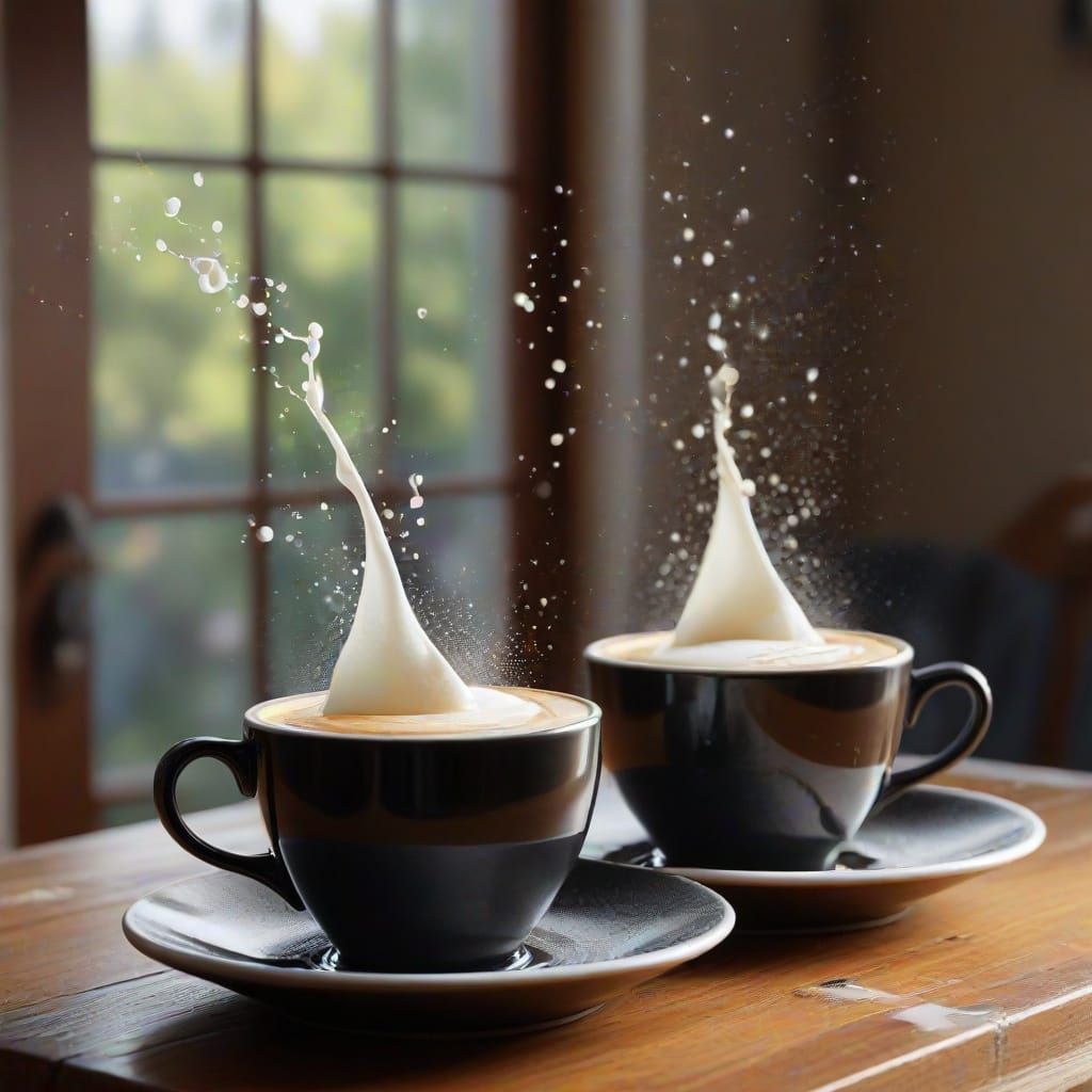 Surreal Coffee Dance: Macro Photography Digital Art