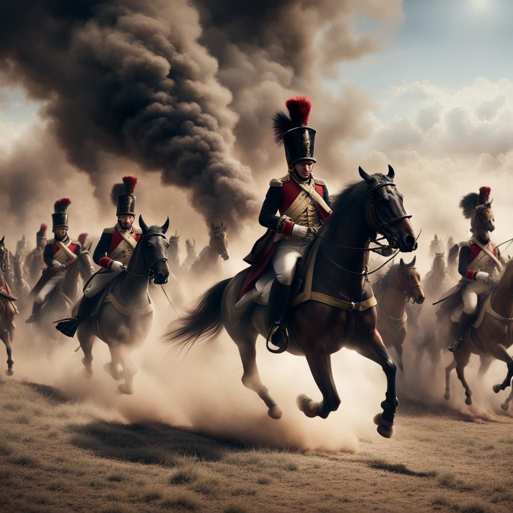 Napoleonic Cavalry Charge Through Cannon Fire