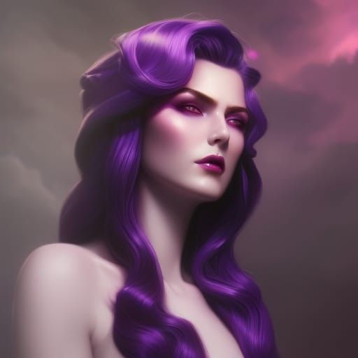 Cinematic Portrait of a Beautiful Purple-Haired Witch
