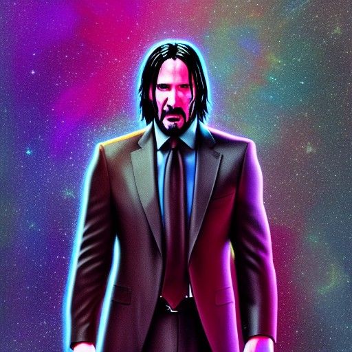 John Wick in Holographic Astral Illustration