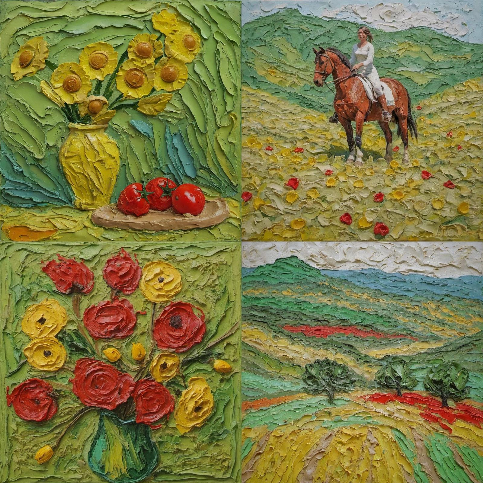 Abstract Impasto Painting with Vivid Colors