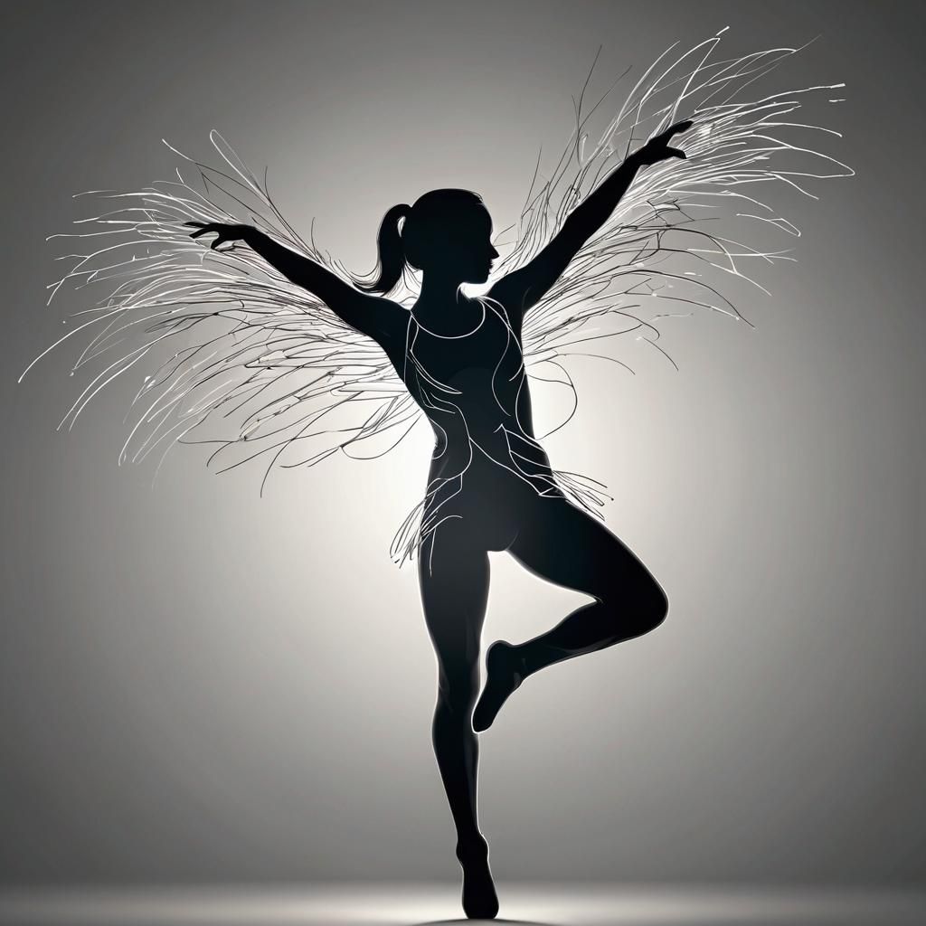 Gymnast in Silhouette Line Art