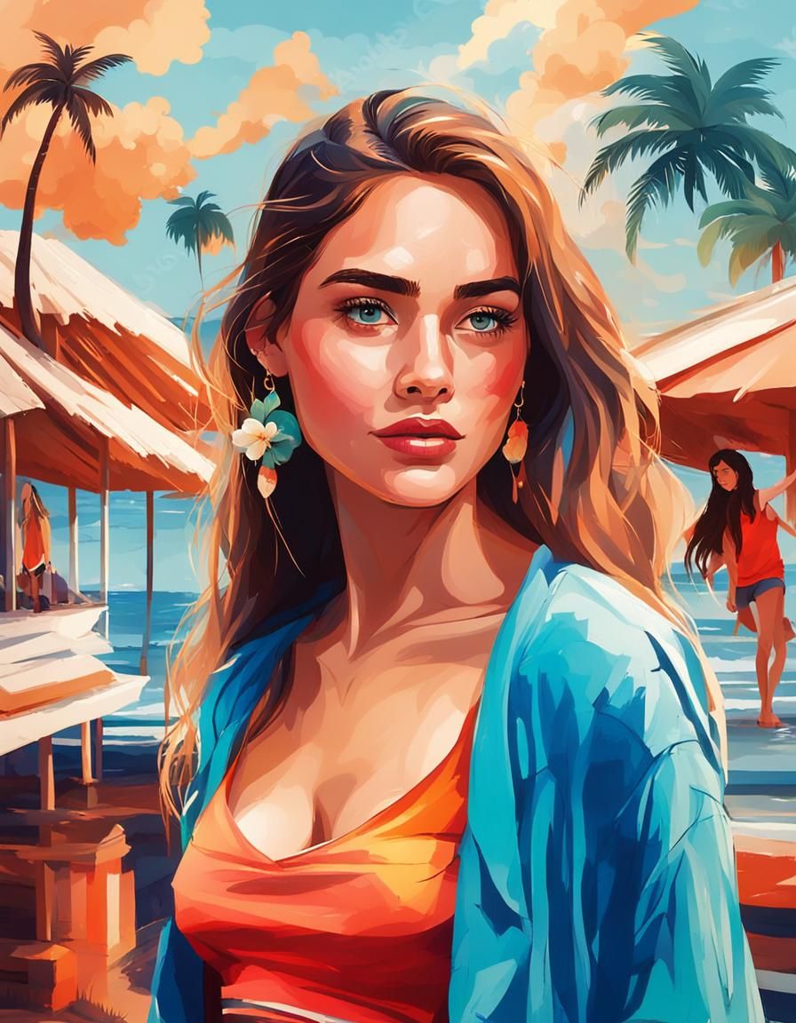 Zyneya in a Tropical beach