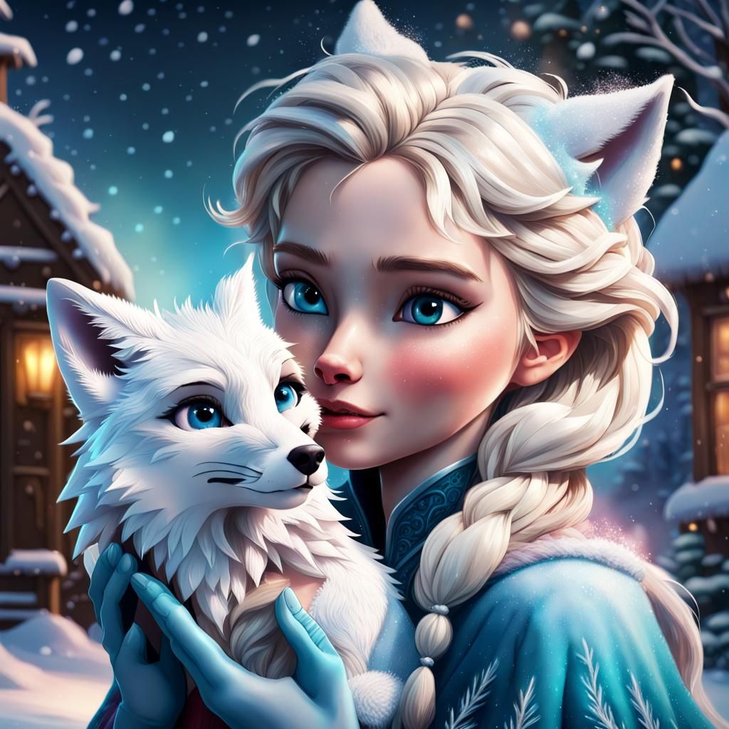 Elsa and Snow Fox at Christmas