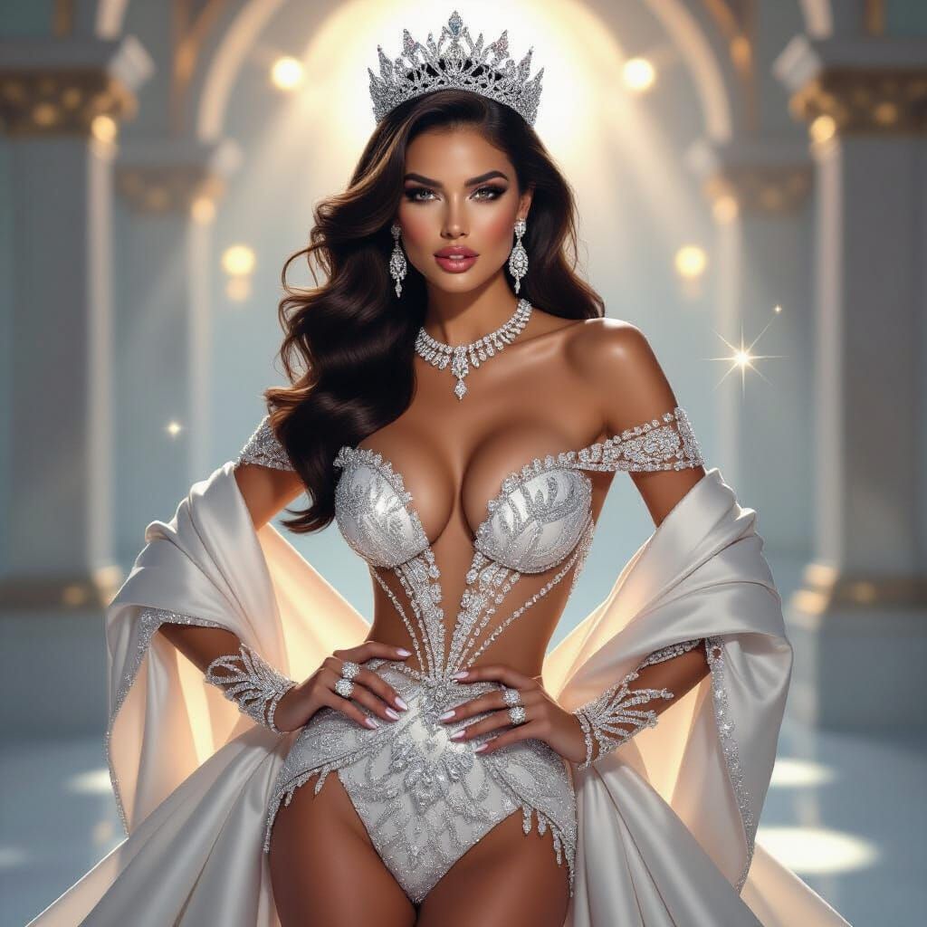 Glamorous Fashion Queen in Diamond Adornments