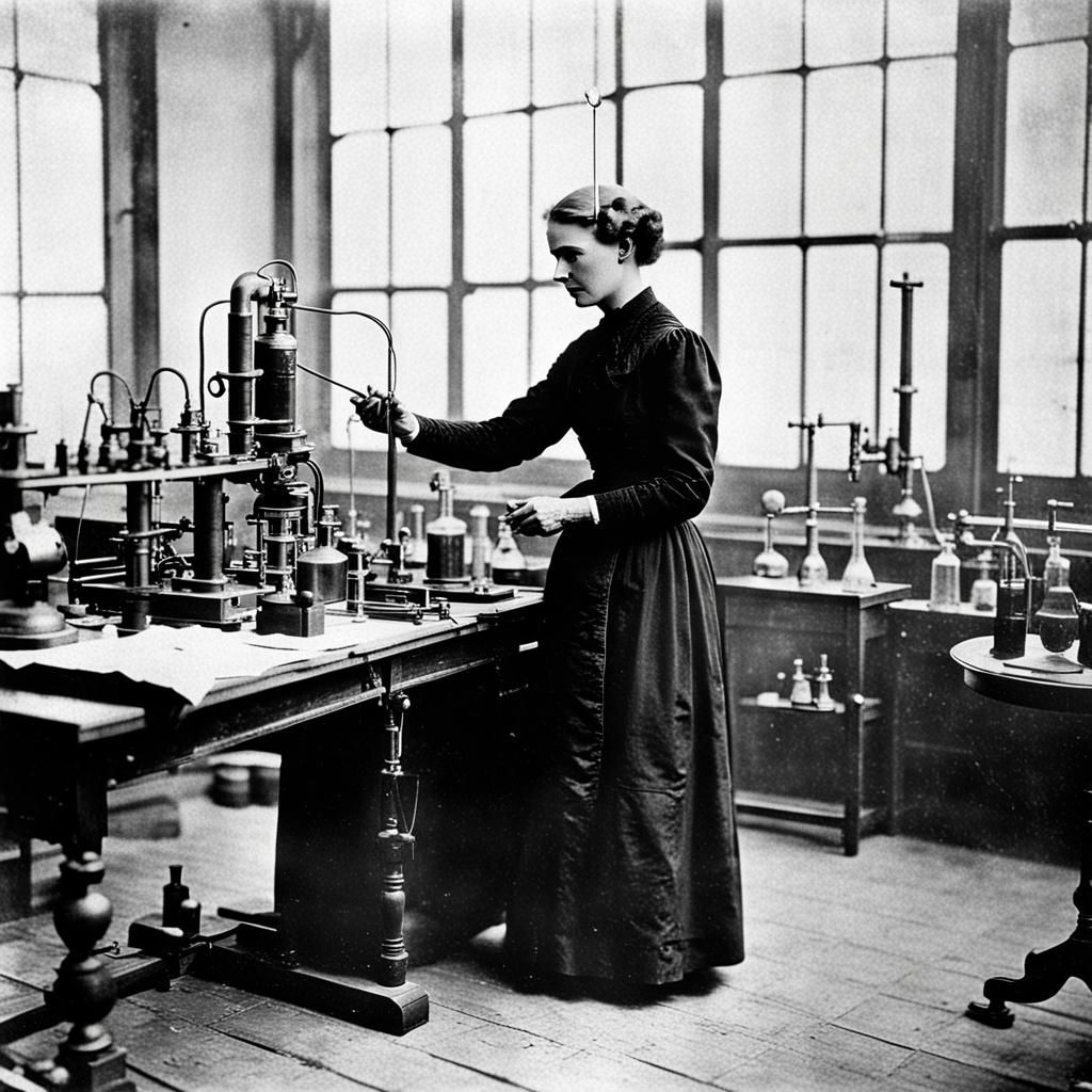 Marie Curie's Radium Discovery in Laboratory