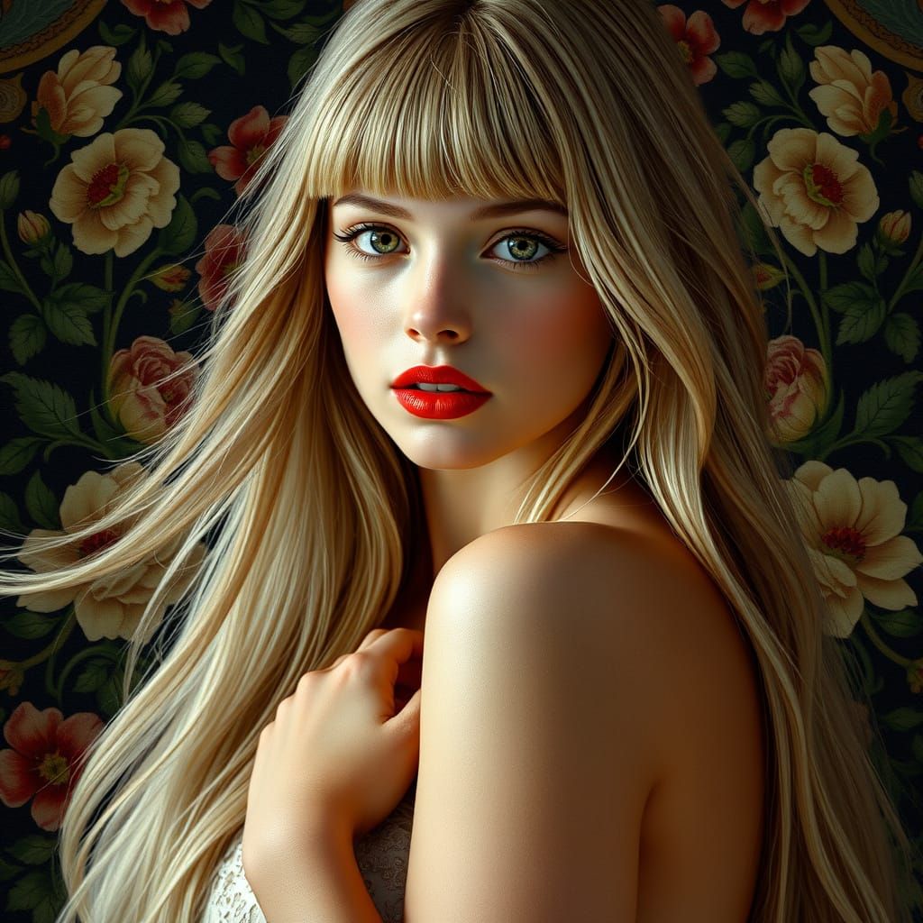 Ethereal Goddess in Art Nouveau-Inspired, Hyper-Realistic Ma...