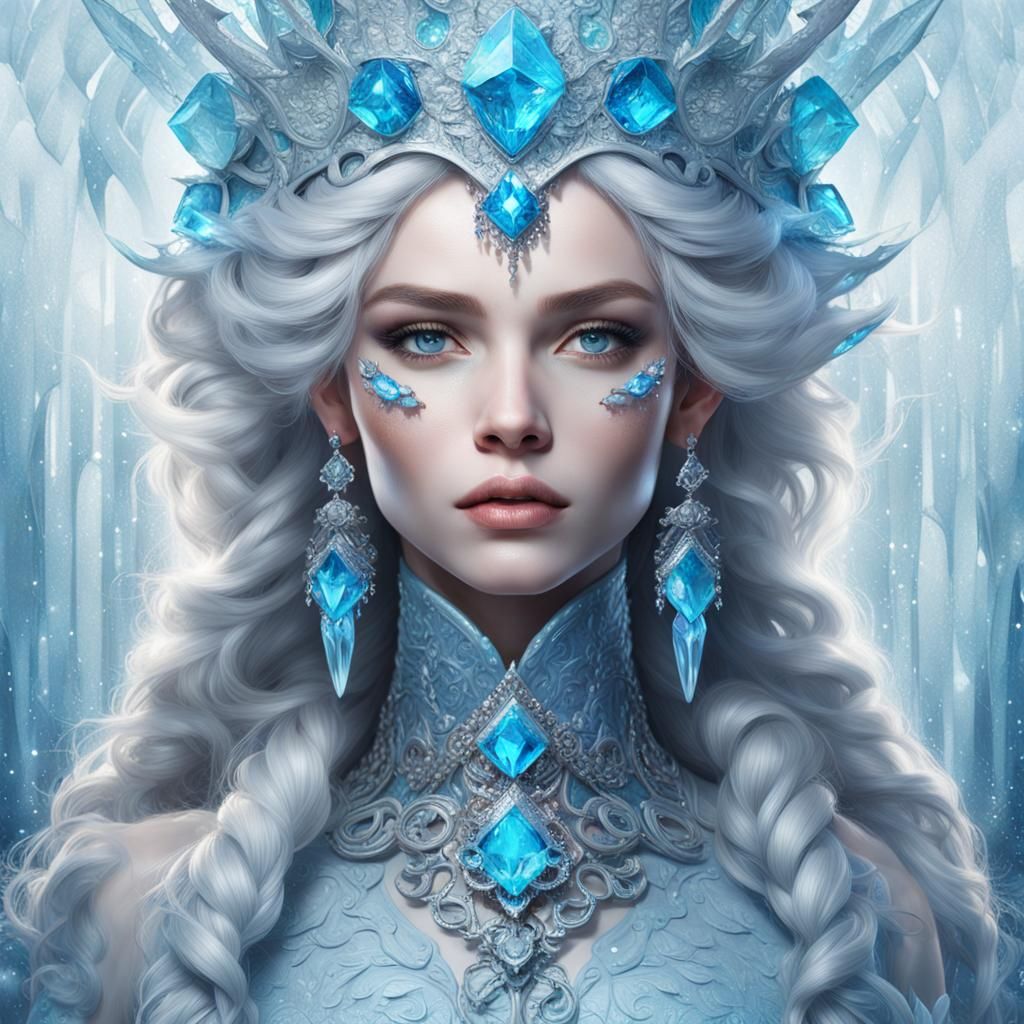 Ice Queen Portrait in Digital Airbrush Style