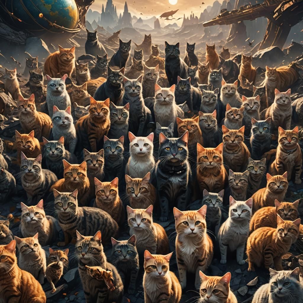 Cats Gather on Earth: Detailed Matte Painting