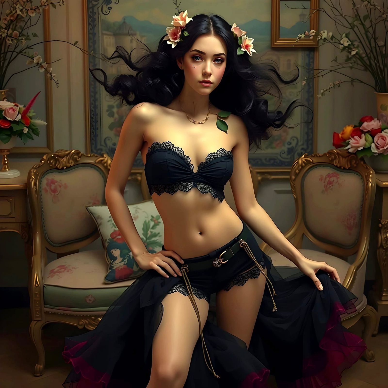 Whimsical Icing Sugar Pink Hairstyle with Edible Flowers and...