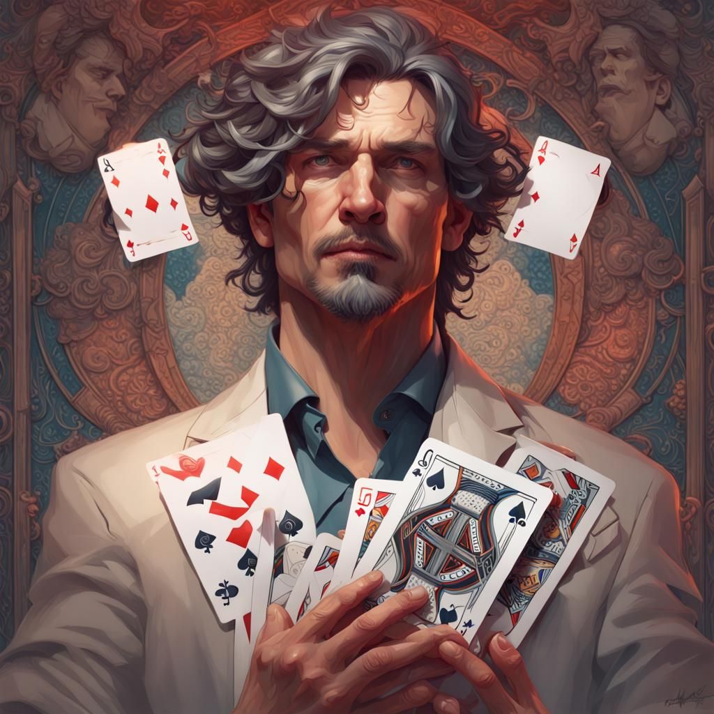 Playing Card Man: Gambling Addiction Portrait