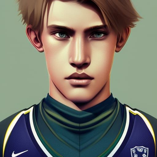 Detailed Portrait of a Handsome Soccer Player