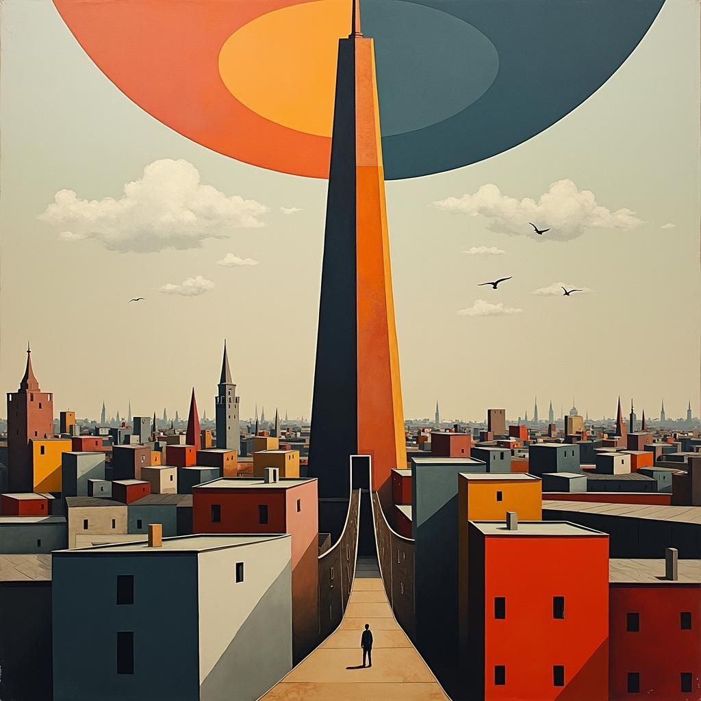 Cubist Berlin Fernsehturm in Delaunay and Popova Style