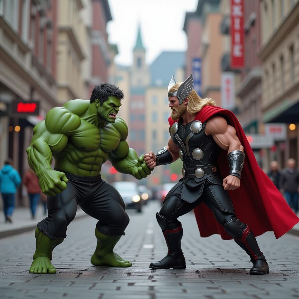 Hulk and Thor in Epic 3D Battle