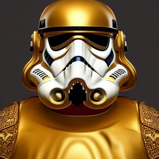 Golden Stormtrooper in Renaissance Oil Painting Style