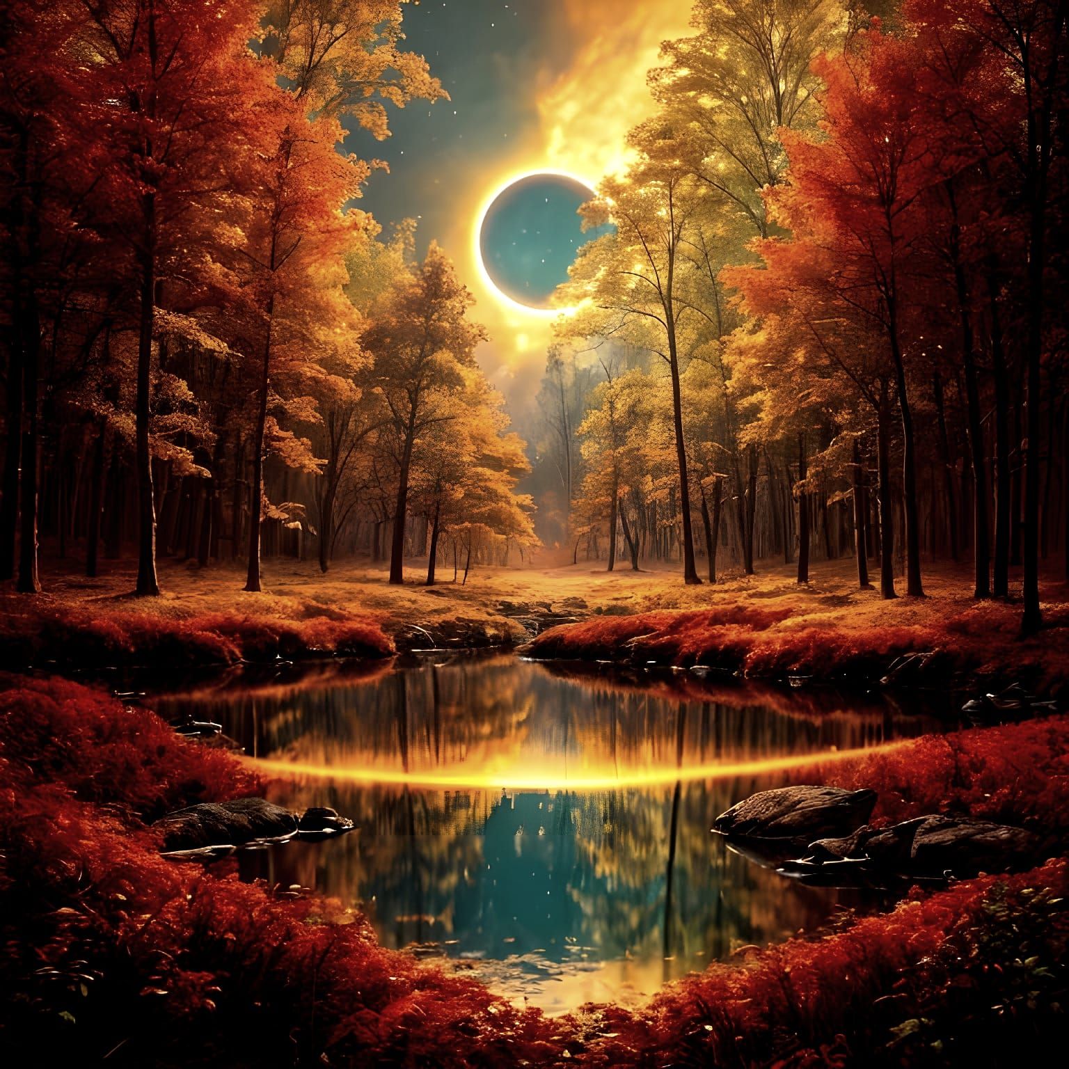 Eerie Portal in Autumn Forest