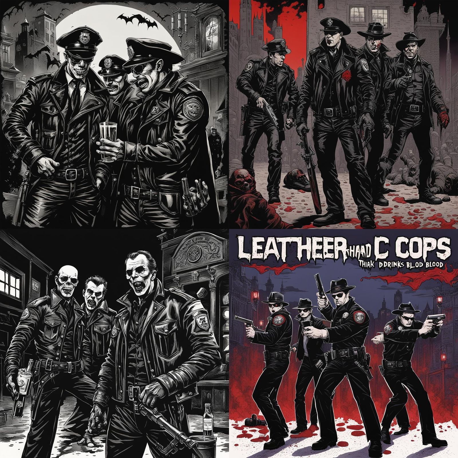 Vampire Cops in Leather Drinking Blood