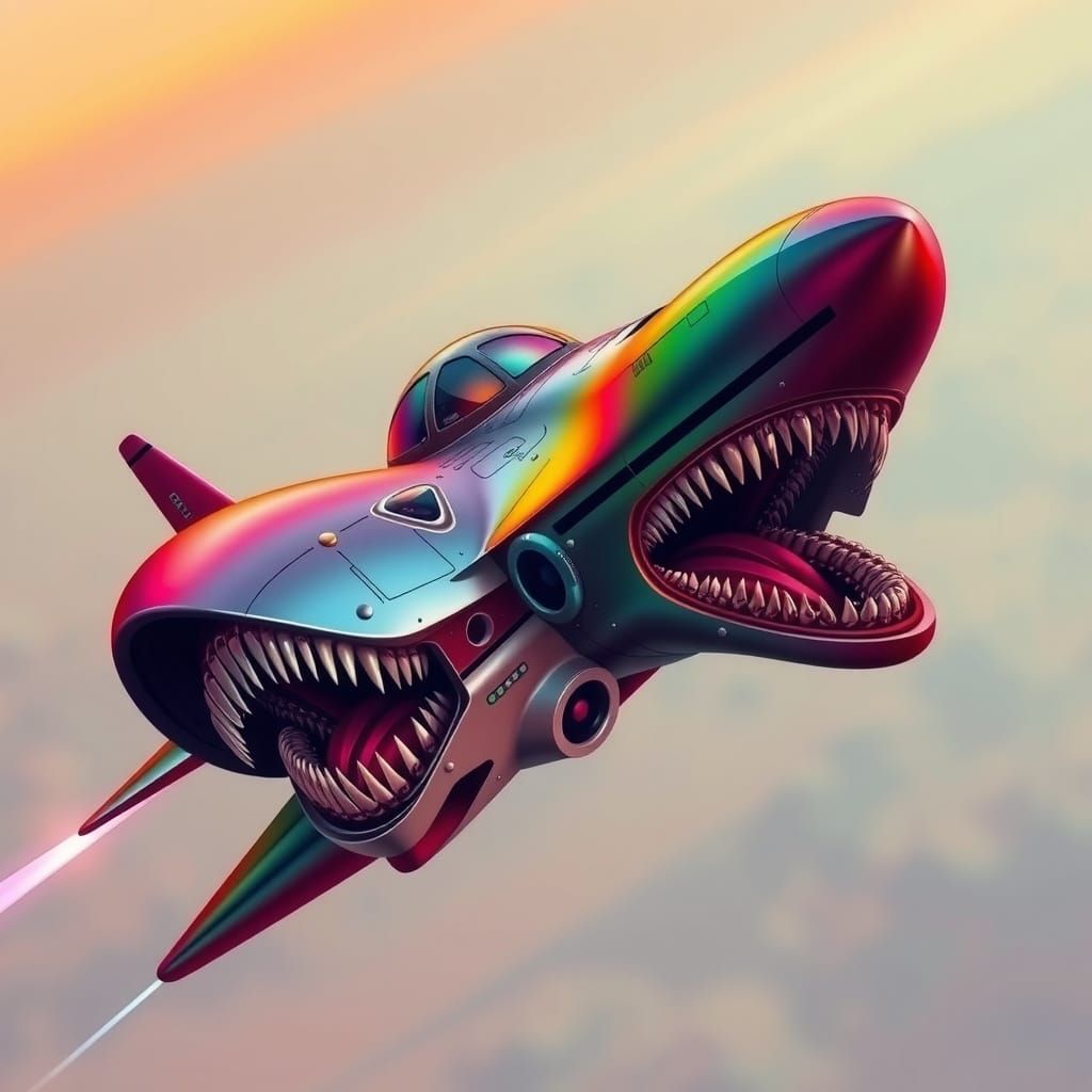 Biomechanical Combat Aircraft Soaring Through the Sky