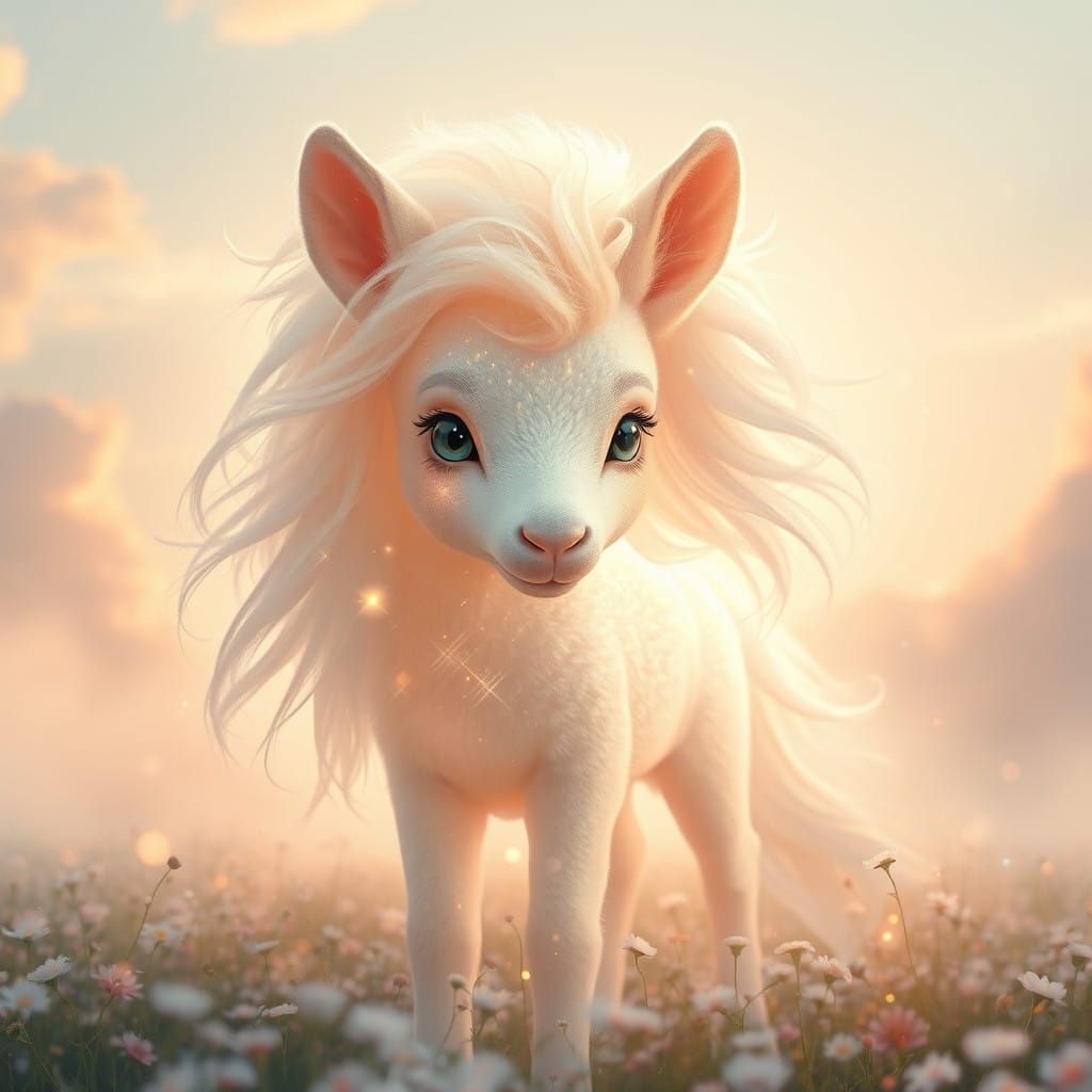 Ethereal Being in a Dreamy, Pastel-Hued Sky