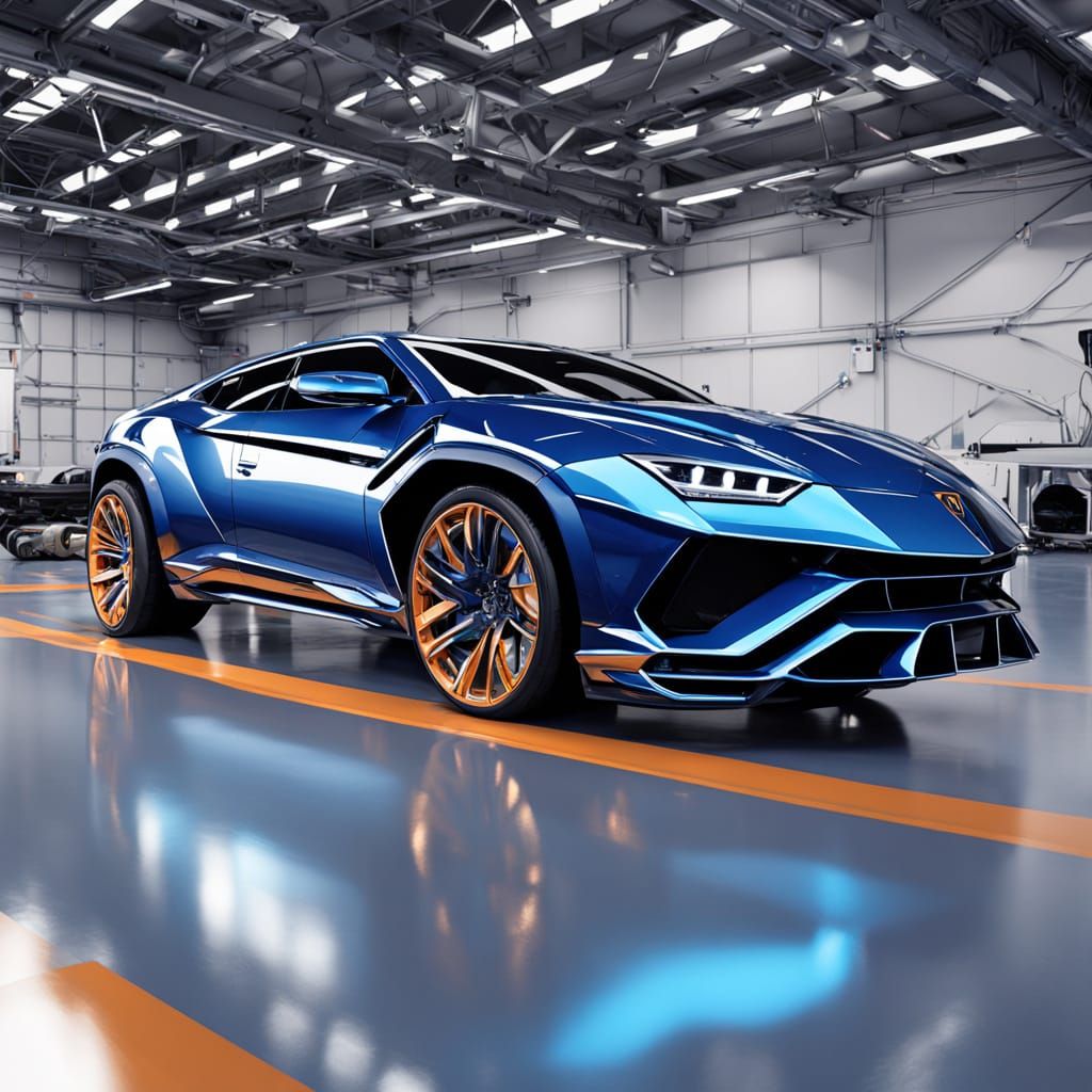 Metallic blue 2022 Lamborghini gold rims