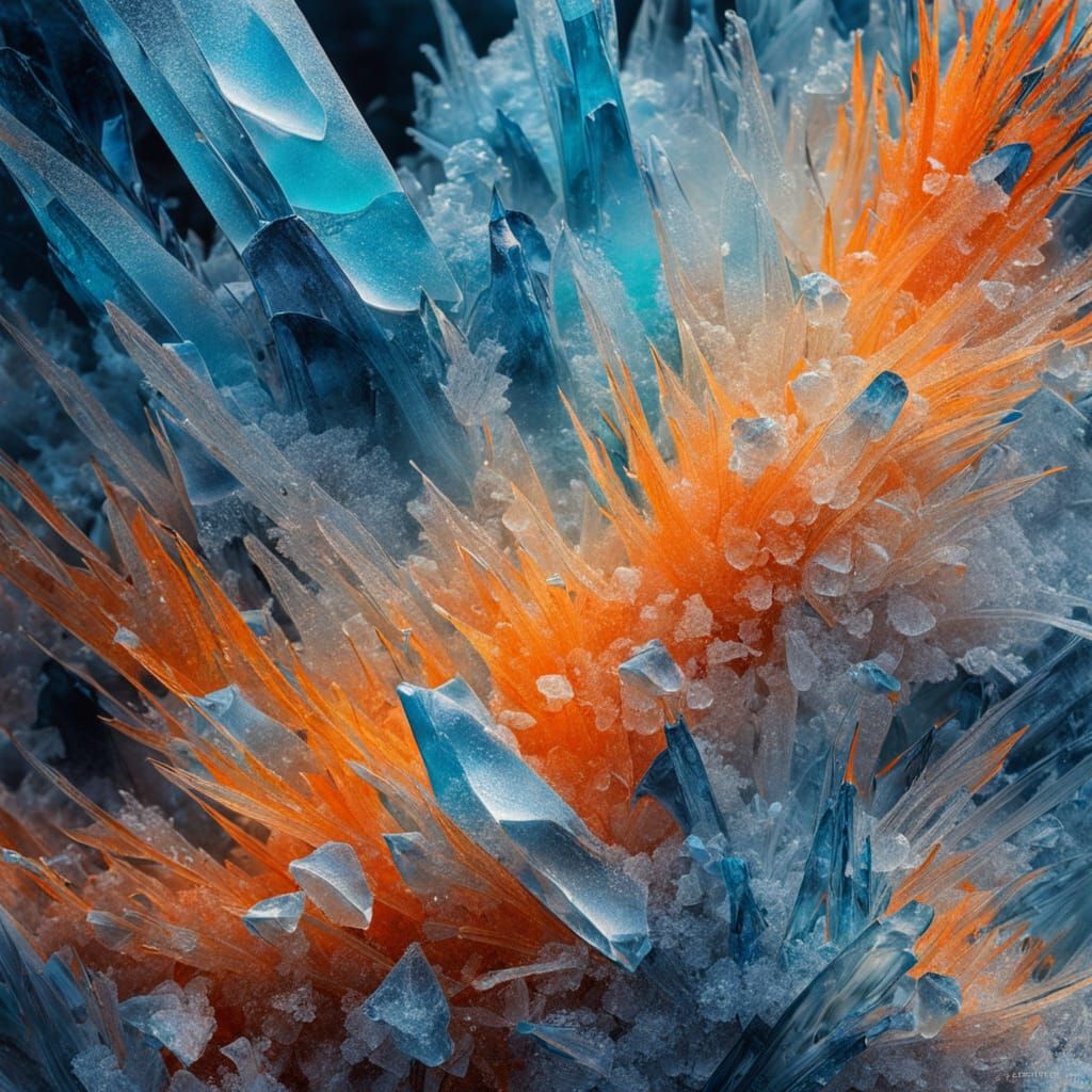 Surreal Ice Crystal Formation in Abstract Expressionism