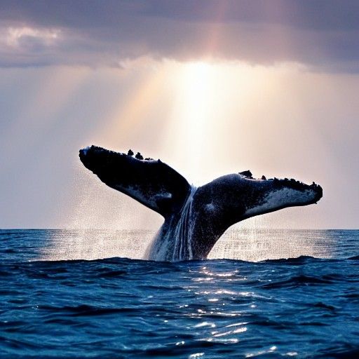 Humpback Whale Swimming in the Clouds