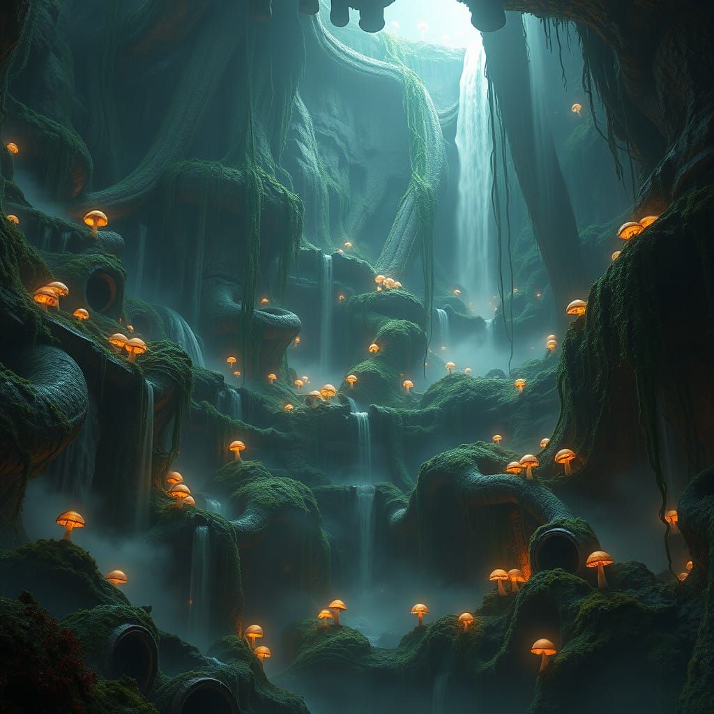 Ethereal Underworld Pit in Dark Fantasy Style