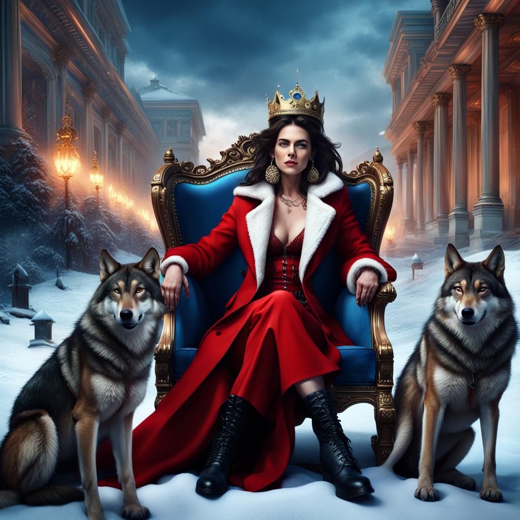Gangster Queen on Snowy Throne: Digital Matte Painting