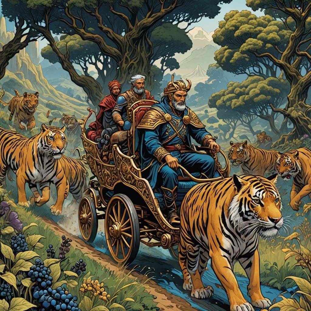 Lysios's Golden Chariot: A Comic Book Scene