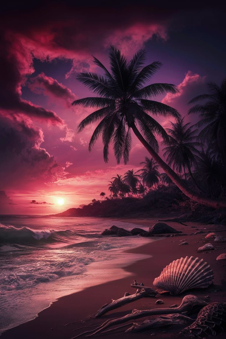 Breathtaking Tropical Beach Sunset in Hyperrealism