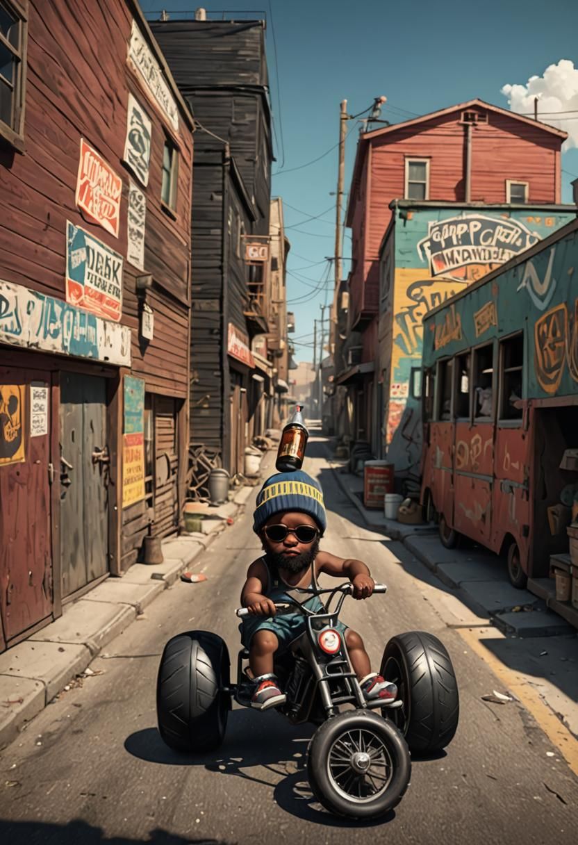 Baby on Big Wheel: Hyper-Realistic 3D Animation