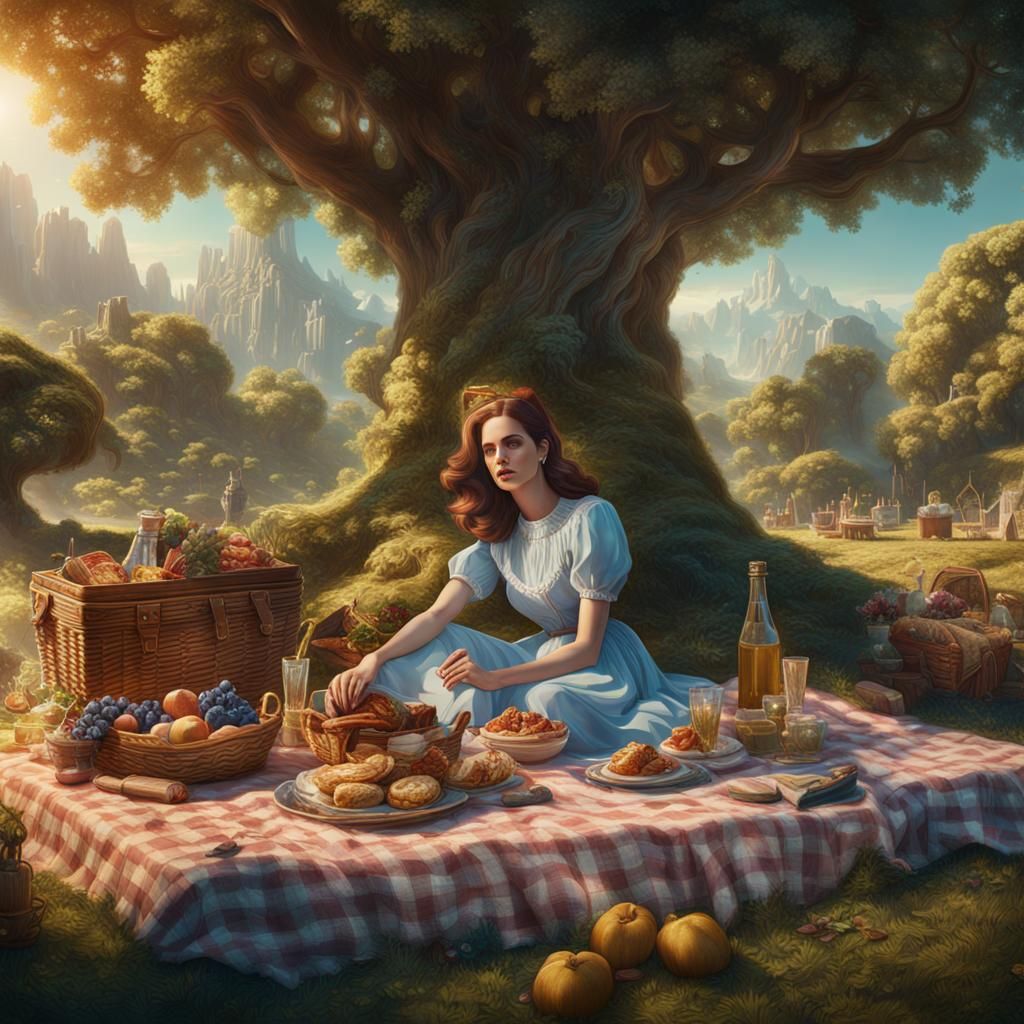 Lana Del Rey Inspired Picnic, Detailed Matte Painting