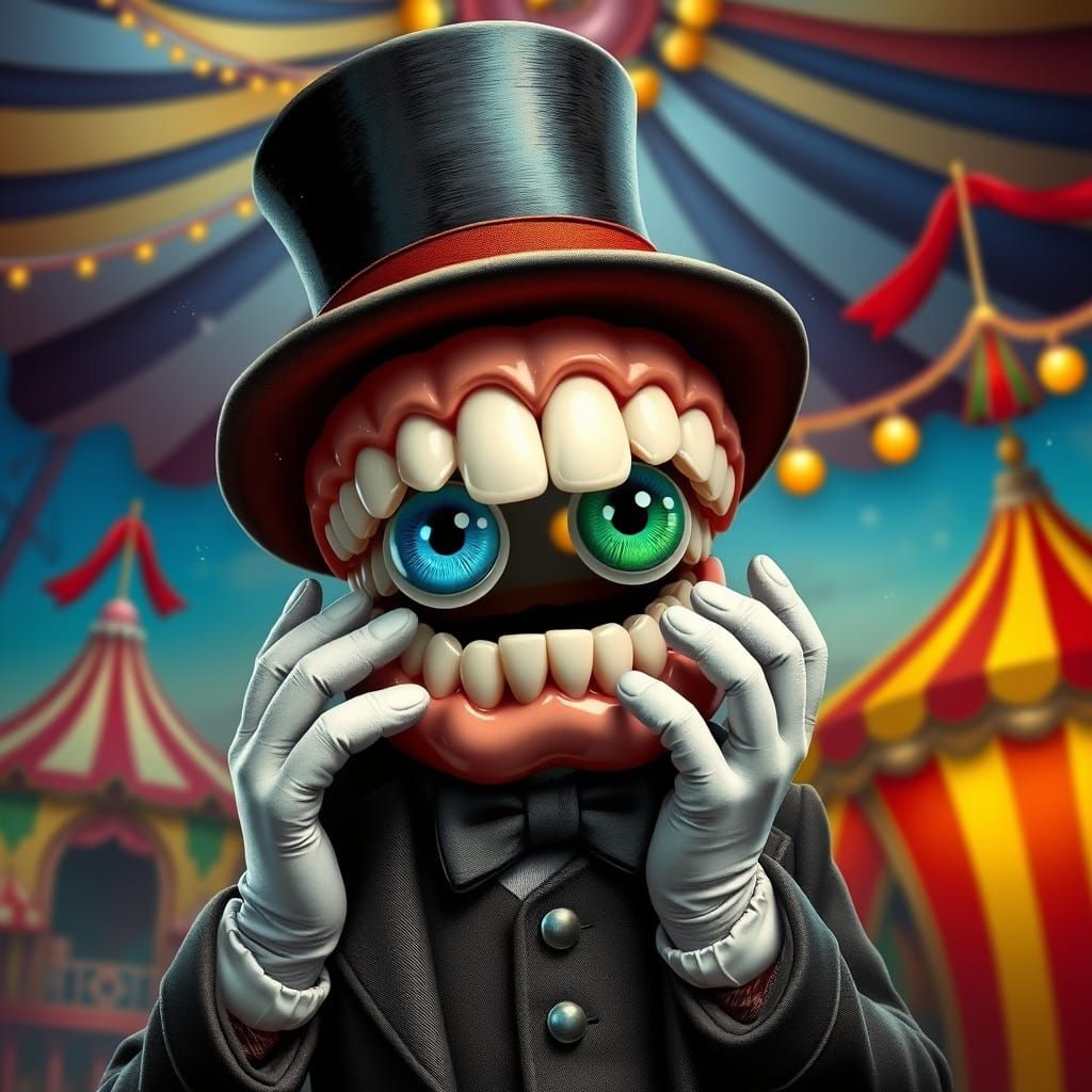Steampunk Dentures in Whimsical Circus Setting