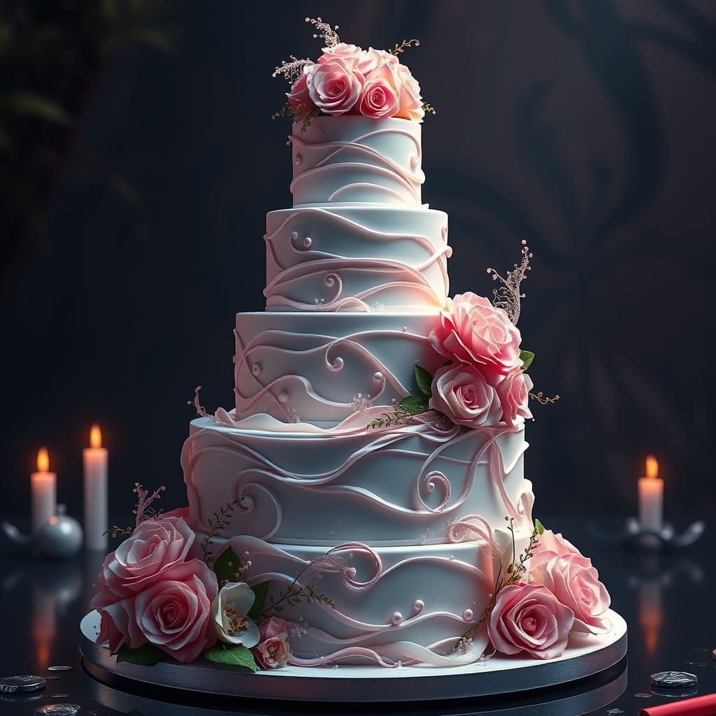 Elegant Modern Fantasy Wedding Cake in Deep Colors