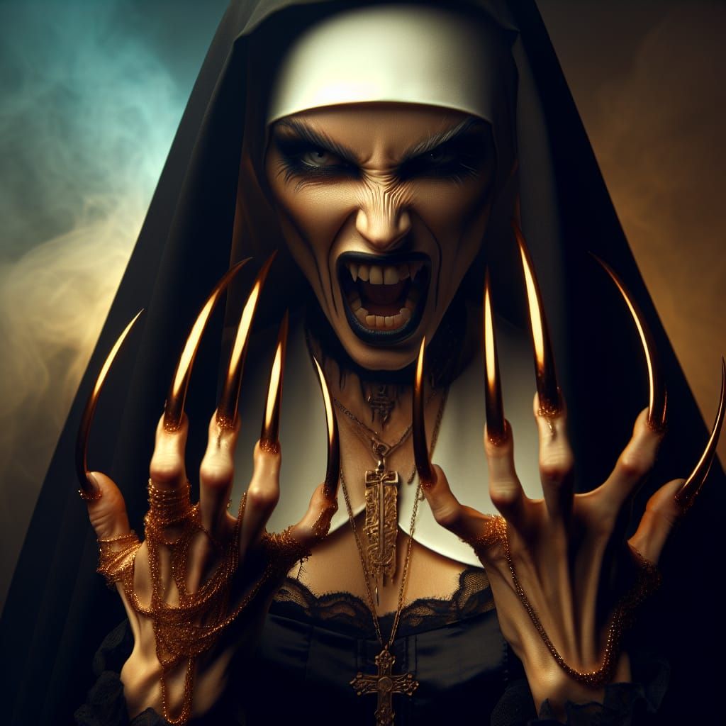 Ethereal Nun Unleashes Sinister Fury in Hyper-Realistic Dark...