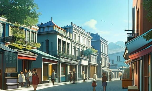 1960s New Orleans French Quarter in Anime Style