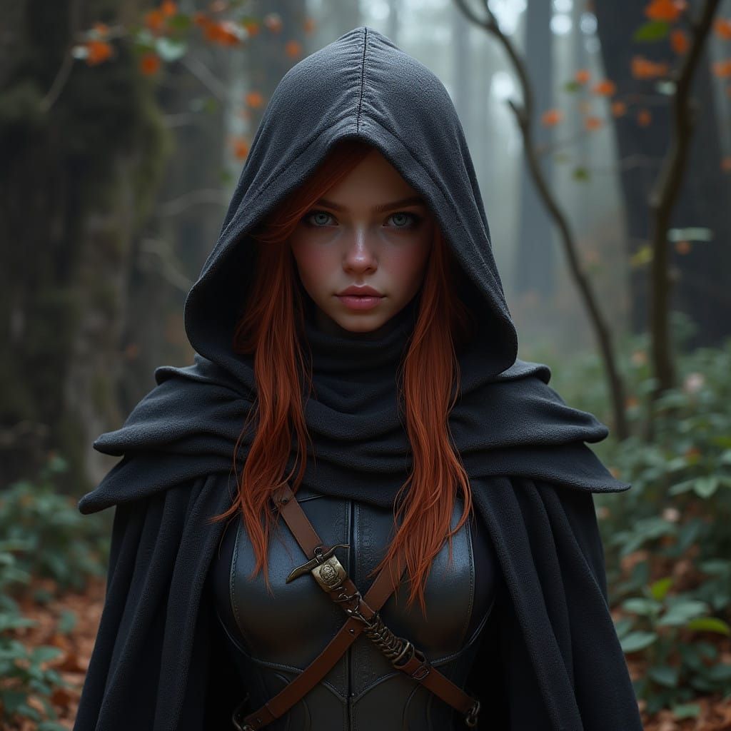 Elven Warrior Reveals Her Face in a Cozy Hideout, Adorned wi...