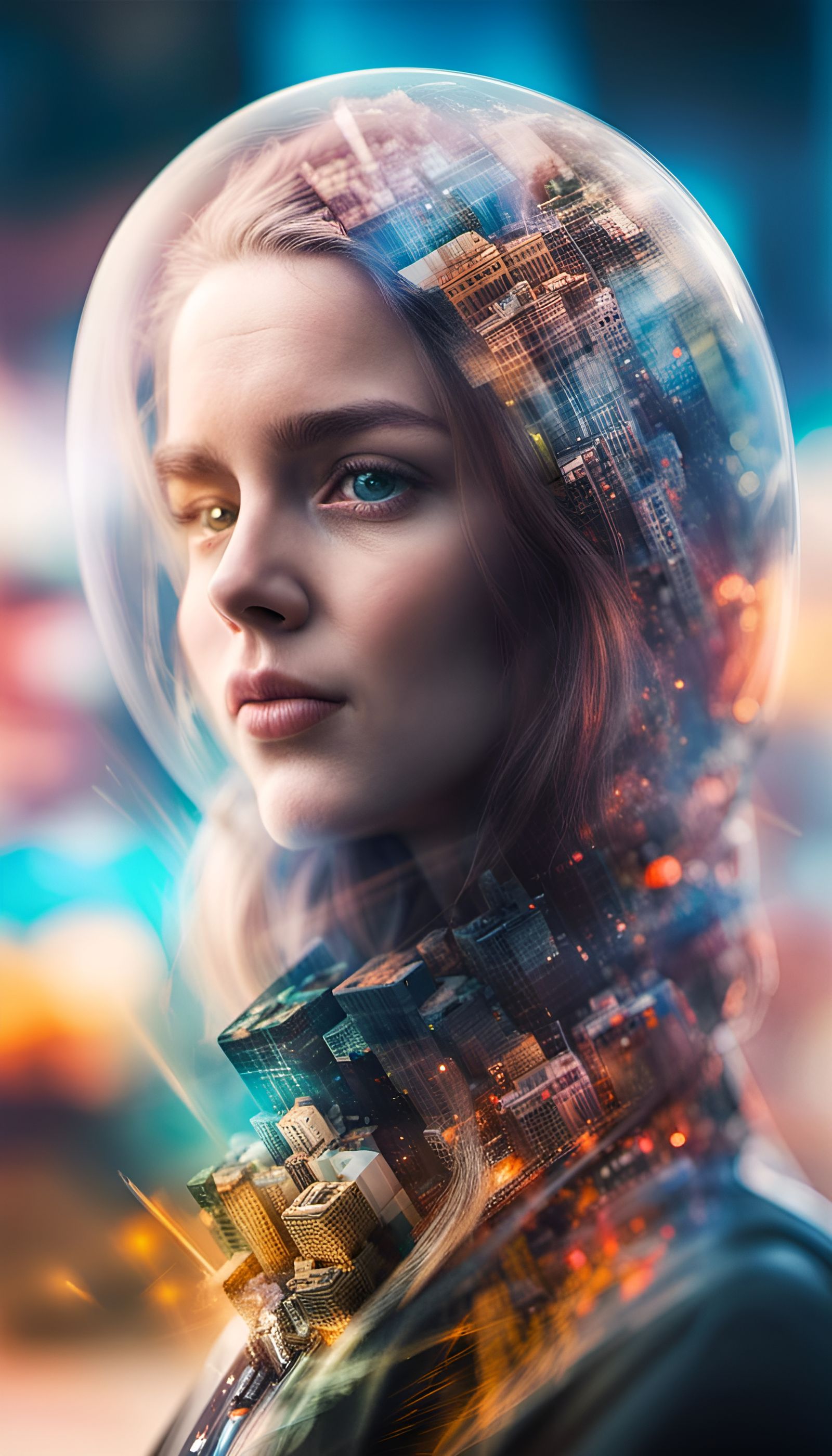 Detailed Double Exposure Tilt-Shift Portrait in HDR