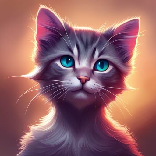 Hyperdetailed Kitten Portrait in Digital Art Style