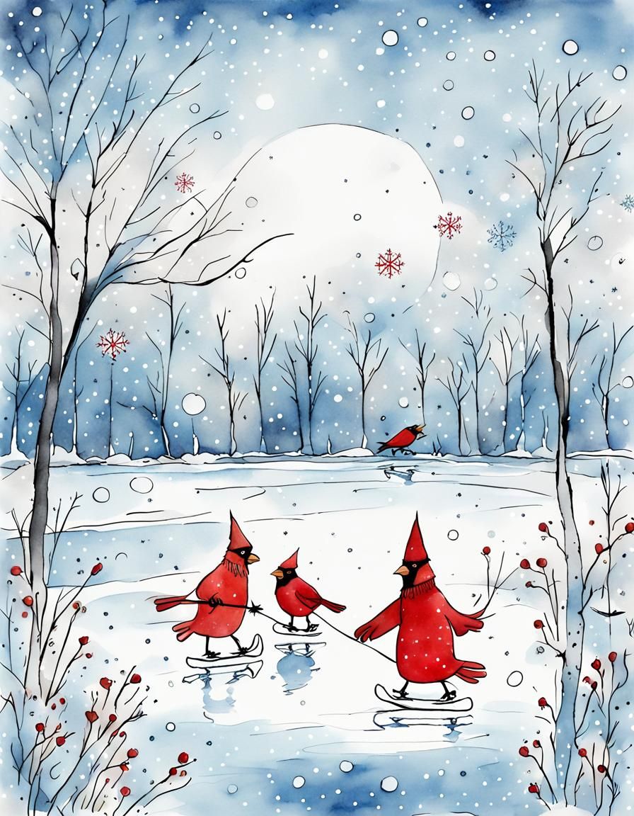 Gentle Winter Skating Cardinals