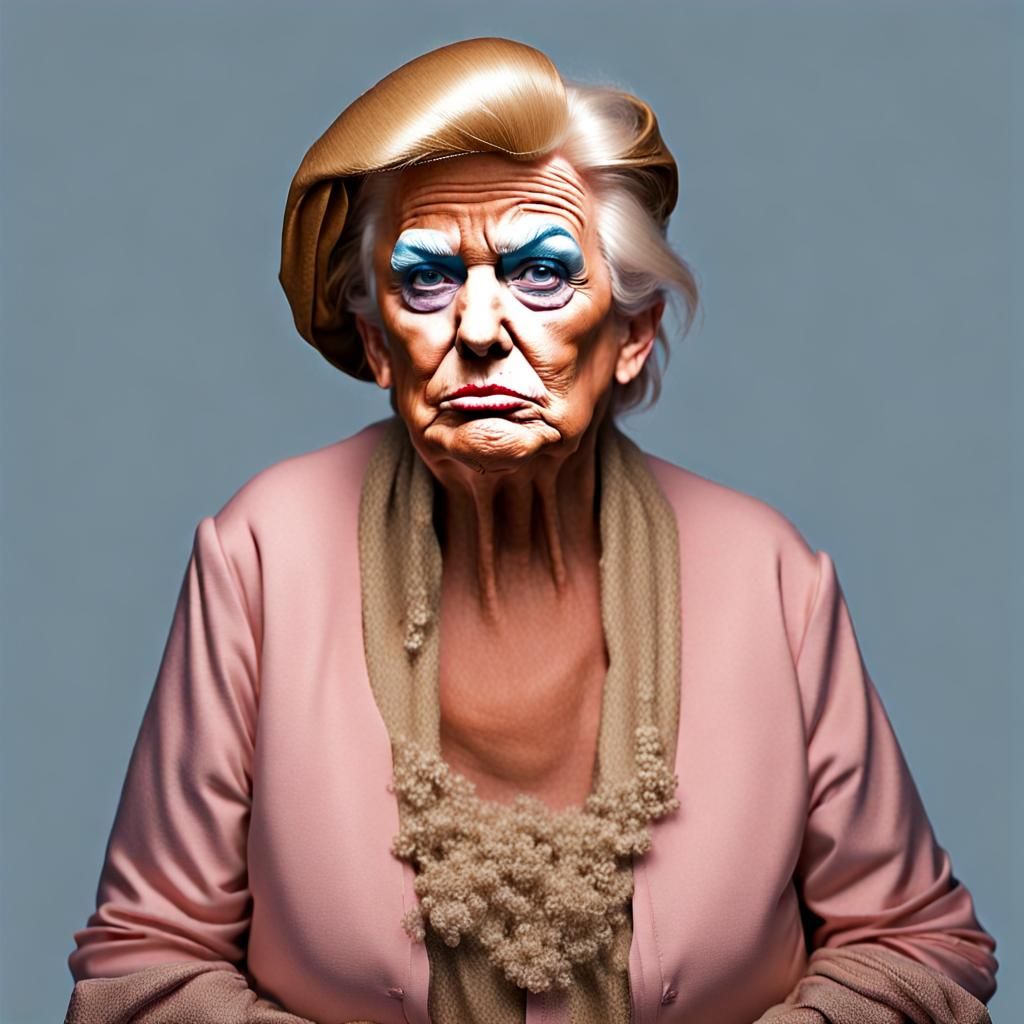 Satirical Image: Man in Old Woman Disguise