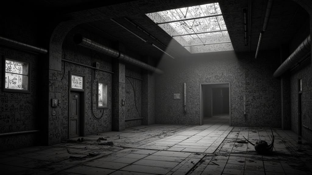 SCP Facility in Abstract Chiaroscuro Style