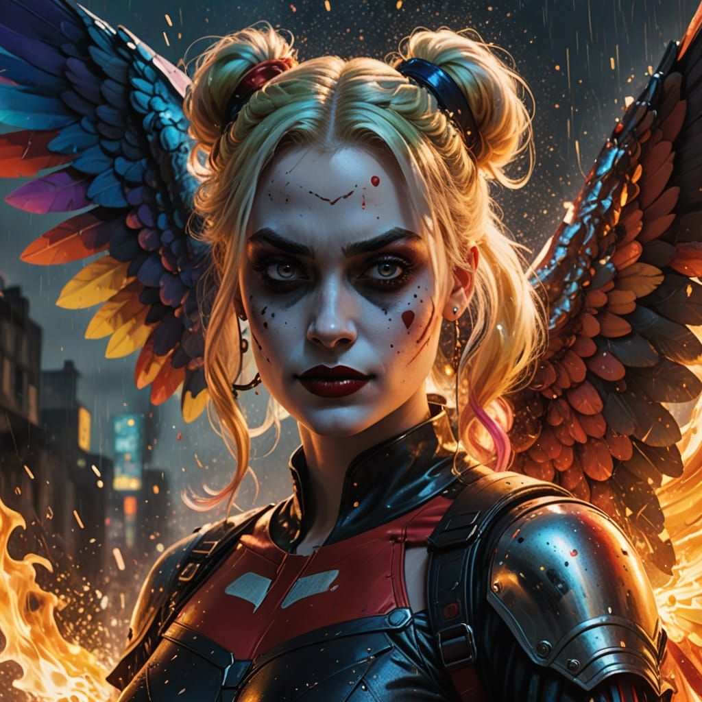 Harley Quinn with Angel Wings: A Fiery Supermodel in Comic B...