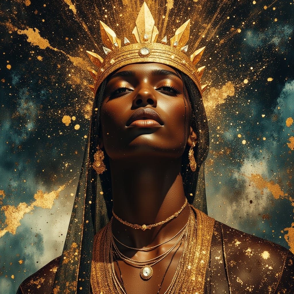 Handsome God King Portrait in Divine Oil Style