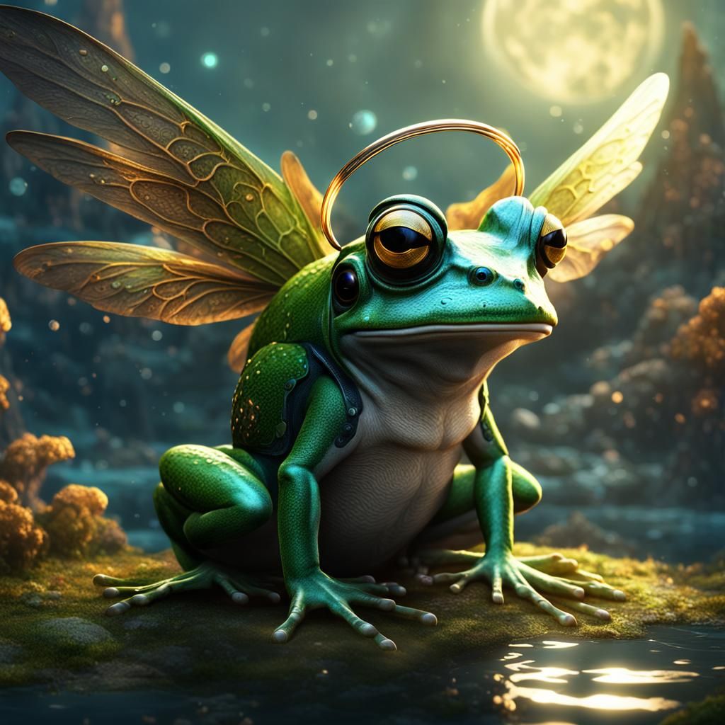 Angel Frog with Halo: Fantasy Concept Art