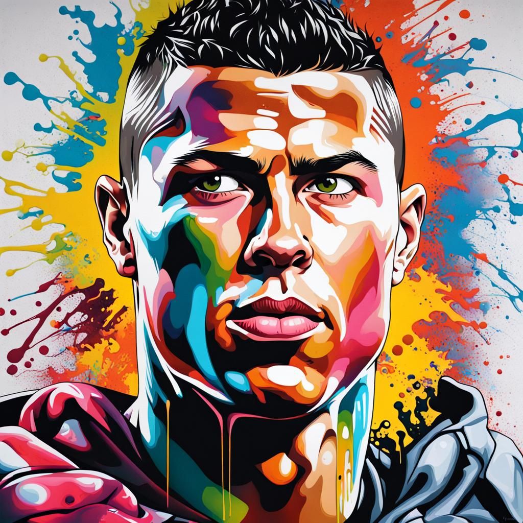 Ronaldo Graffiti Art in Polychromatic Splash Style